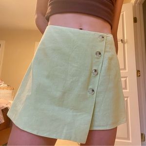 Lime green linen mini skirt